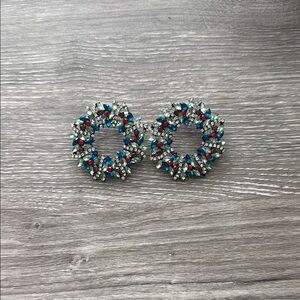 Red and Blue Starburst Earrings with Elegant Design